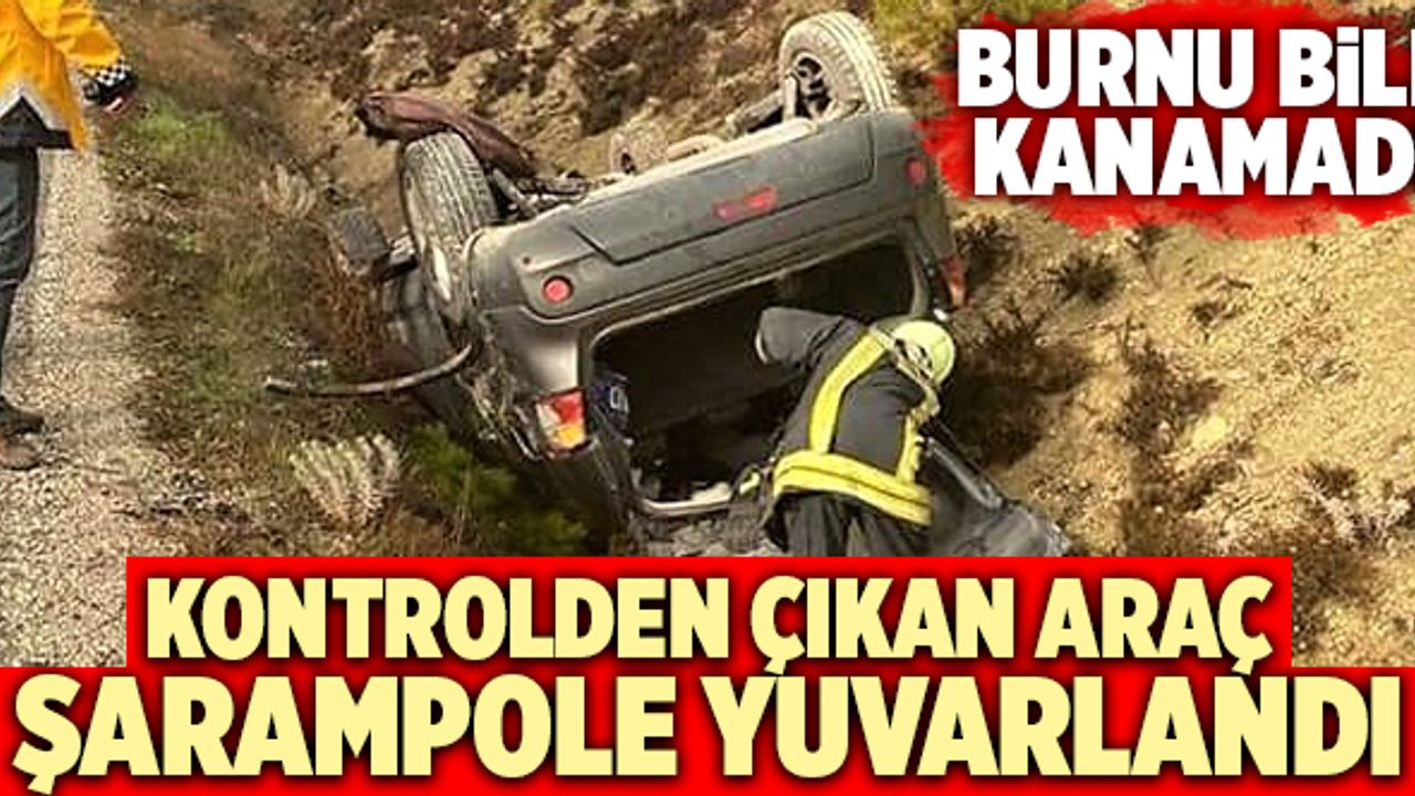 Denizli’de Kontrolden Çıkan Araç Şarampole Yuvarlandı