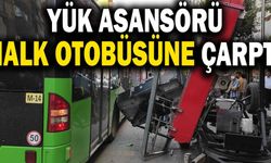 Yük Asansörü Halk Otobüsüne Çarptı!