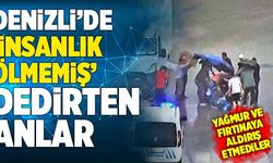 Denizli’de Yaralıyı Korumak İçin Ellerindeki Şemsiyelerle Fırtınaya Direndiler