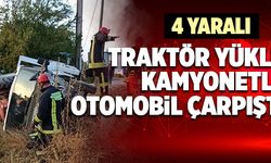 Denizli’de Traktör Yüklü Kamyonetle Otomobil Çarpıştı: 4 Yaralı