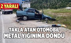 Denizli’de Takla Atan Otomobil Metal Yığınına Döndü: 2 Yaralı