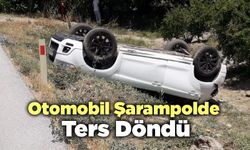  Takla Atan Otomobil Şarampolde Ters Döndü: 2 yaralı