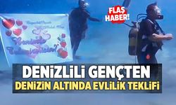 Denizlili Gençten Denizin Altında Evlilik Teklifi!