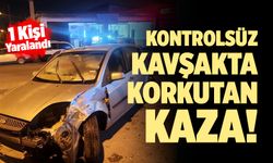 Denizli’de Kontrolsüz Kavşakta Kaza; 1 Yaralı