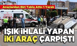 Işık İhlali Yapan İki Araç Çarpıştı