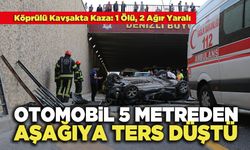 Otomobil 5 Metreden Aşağıya Ters Düştü: