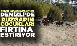 Denizli’de rüzgarın çocukları görüntülendi