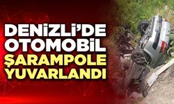 Denizli’de Otomobil Şarampole Yuvarlandı