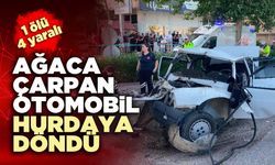 Ağaca çarpan otomobil hurdaya döndü: 1 ölü, 4 yaralı