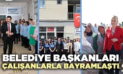 Belediye başkanları çalışanlarla bayramlaştı
