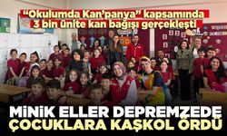 Minik eller depremzede çocuklara kaşkol ördü