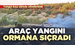 Araç yangını ormana sıçradı