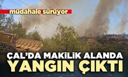 Çal’da makilik alanda yangın çıktı