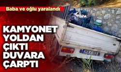 Kamyonet yoldan çıktı duvara çarptı
