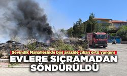 Örtü yangını evlere sıçramadan söndürüldü