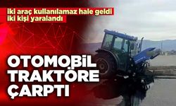Otomobil traktöre çarptı