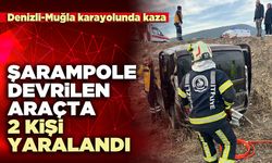 Şarampole devrilen araçta 2 kişi yaralandı