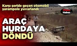 Karşı şeride geçen otomobil şarampole yuvarlandı araç hurdaya döndü