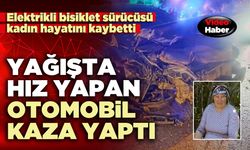 Yağışta hız yapan otomobil kaza yaptı