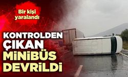 Kontrolden çıkan minibüs devrildi: 1 kişi yaralandı