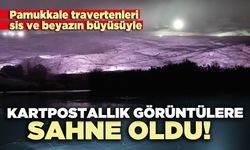 Pamukkale travertenleri sis ve beyazın büyüsüyle kartpostallık görüntülere sahne oldu!