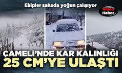 Çameli’nde kar kalınlığı 25 santimetreye ulaştı