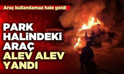 Park halindeki araç alev alev yandı