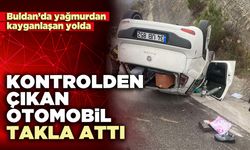 Kontrolden çıkan otomobil takla attı