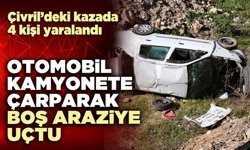 Otomobil kamyonete çarparak boş araziye uçtu