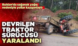 Devrilen traktör sürücüsü yaralandı