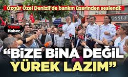Özgür Özel Denizli’de bankın üzerinden seslendi: “Bize bina değil yürek lazım”