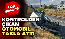 Kontrolden çıkan otomobil takla attı