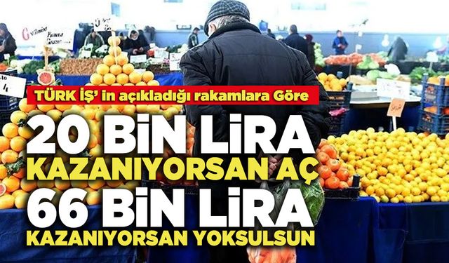 TÜRK İŞ’e Göre; 20 Bin Lira Kazanıyorsan Aç, 66 Bin Lira Kazanıyorsan Yoksulsun