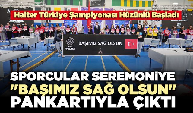 Sporcular Seremoniye "Başımız Sağ Olsun" Pankartıyla Çıktı