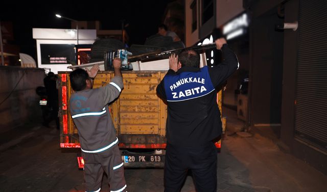 Pamukkale Zabıta Ekiplerinden Kaldırım İşgaline Müdahale