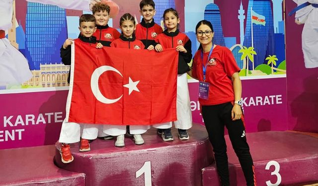 Denizlili minik karateciler Azerbaycan’dan madalyalarla döndü