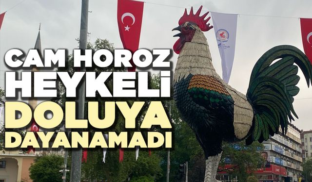 Cam Horoz Heykeli Doluya Dayanamadı