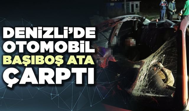 Denizli’de Otomobil Başıboş Ata Çarptı