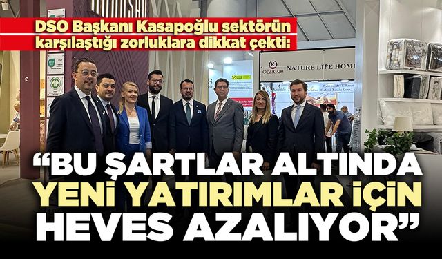DSO Başkanı Kasapoğlu: “Bu şartlar altında yeni yatırımlar için heves azalıyor”