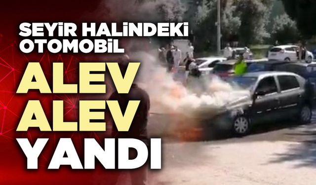 Seyir halindeki otomobil alev alev yandı