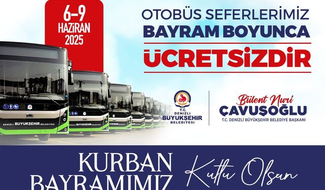 Denizli Büyükşehir Belediyesi Kurban Bayramı Ücretsiz Otobüs Duyuru Popup