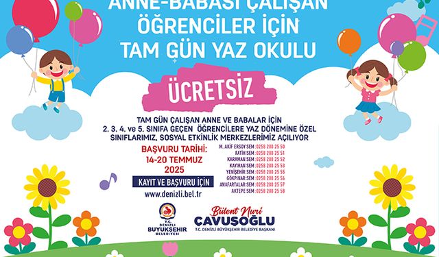 Ücretsiz Tam Gün Yaz Okulu Başlıyor