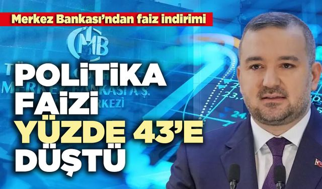 Merkez Bankası’ndan faiz indirimi: Politika faizi yüzde 43’e düştü