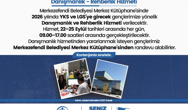 Merkezefendi Belediyesi YKS ve LGS Öğrencilerine Danışmanlık Hizmeti Popup Reklamı