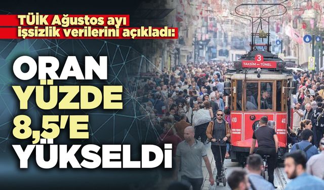 TÜİK Ağustos ayı işsizlik verilerini açıkladı: Oran yüzde 8,5'e yükseldi