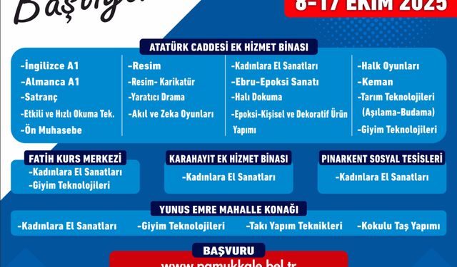 Pamukkale Belediyesi kültür ve sanat kursları başlıyor