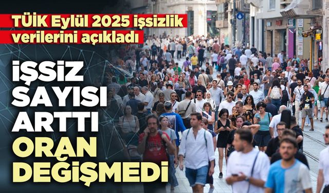 TÜİK Eylül 2025 işsizlik verilerini açıkladı: İşsiz sayısı arttı, oran değişmedi