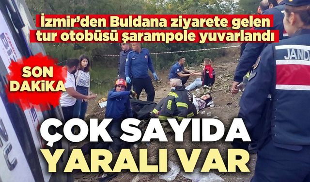 Tur otobüsü şarampole yuvarlandı: Çok sayıda yaralı var