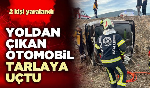 Yoldan çıkan otomobil tarlaya uçtu
