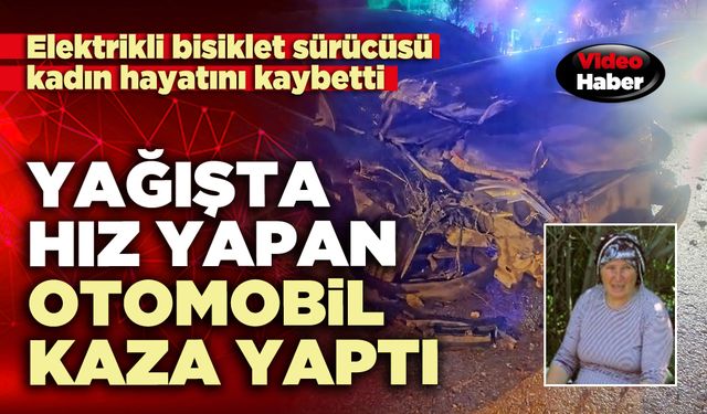 Yağışta hız yapan otomobil kaza yaptı